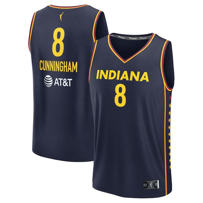 Men's Indiana Fever #8 Sophie Cunningham Navy Stitched Basketball Jersey